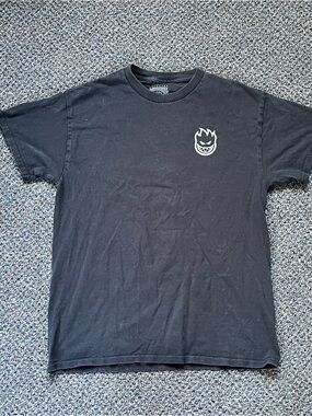Spitfire Black Tee with White Flame Face Logo